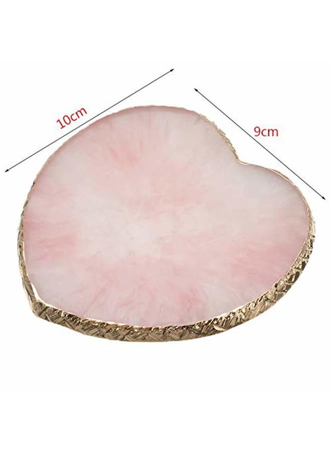SUKPSY Resin Nail Art Plate Palette,Makeup Palettes,Gel Polish Color Mixing Plate Drawing Painting Color Palette,Golden Edge Heart Shaped Nail Art Display Holder (Pink) - Image 4